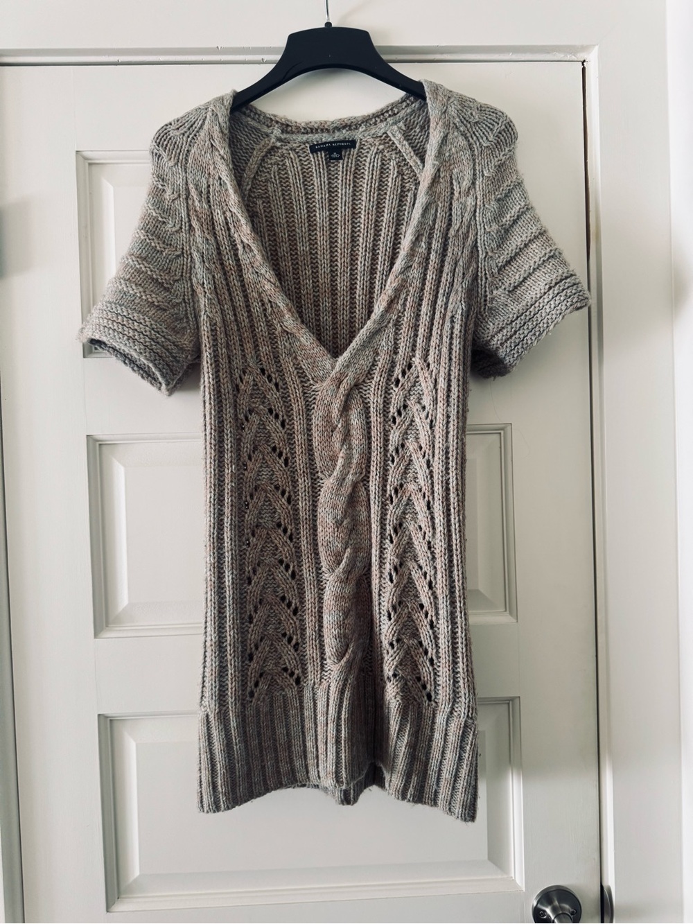 Banana Republic Taupe Cable-Knit V-Neck Sweater
